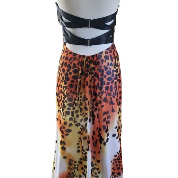 Caché Black Bandage & Animal Print Long Gown Size 8 - Picture 10 of 16